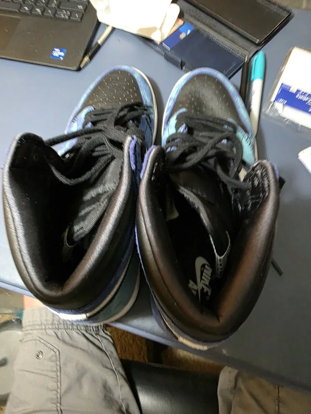 Jordan 1 High Black & Teal Tie-Dye High-Top Sneakers Size 10.5m/12w